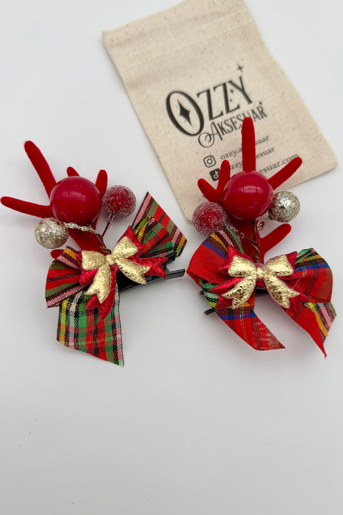 Yılbaşı Figürlü Çift Pens Toka Fiyonk Model