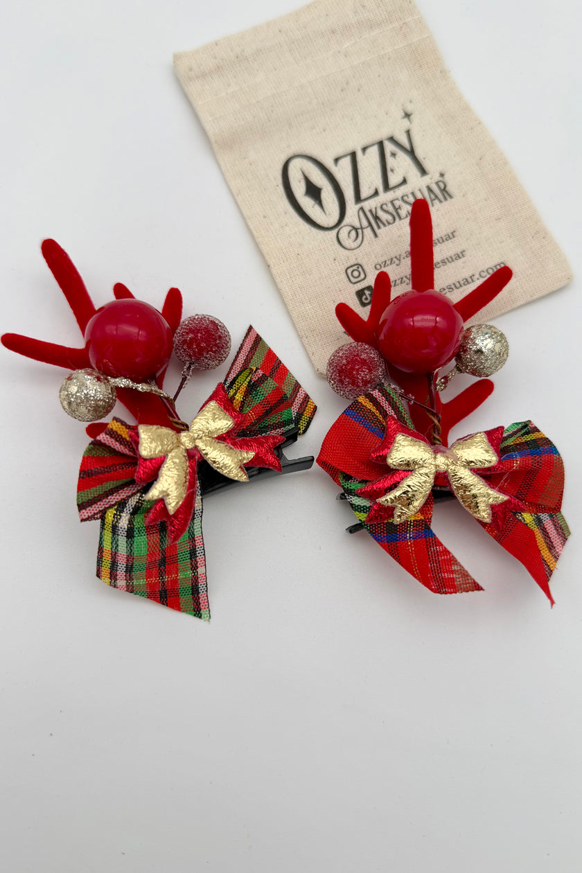 Yılbaşı Figürlü Çift Pens Toka Fiyonk Model