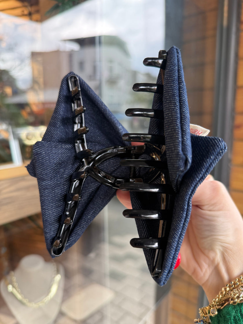 İndigo Denim Kumaşlı Mandal Toka