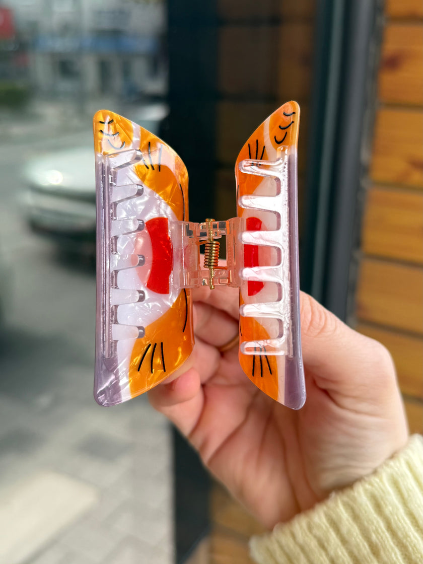 Sedefli Kedi Model Asetat Sağlam Mandal Toka