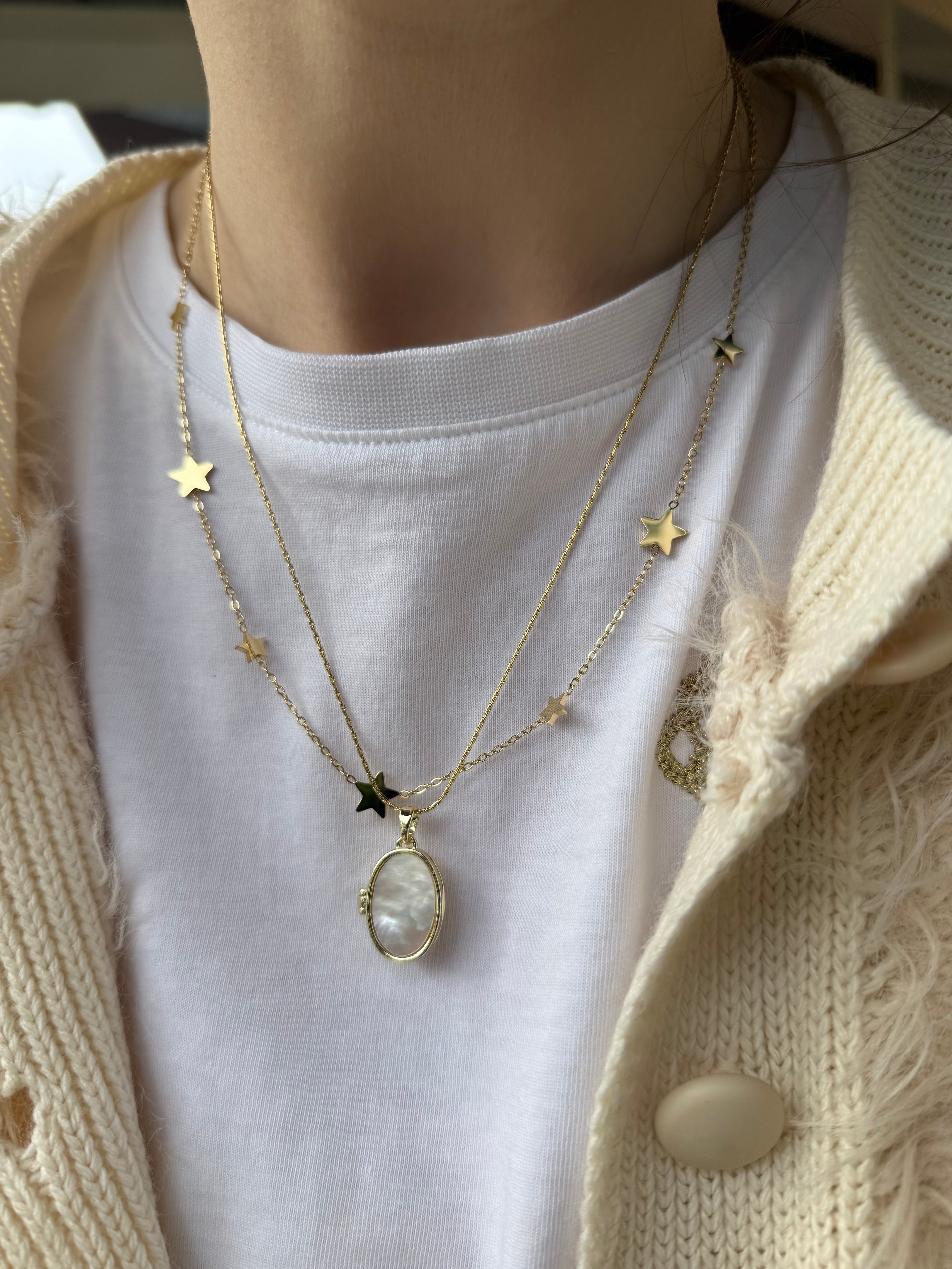 Sedef Açılabilir Kapaklı Çelık Kolye