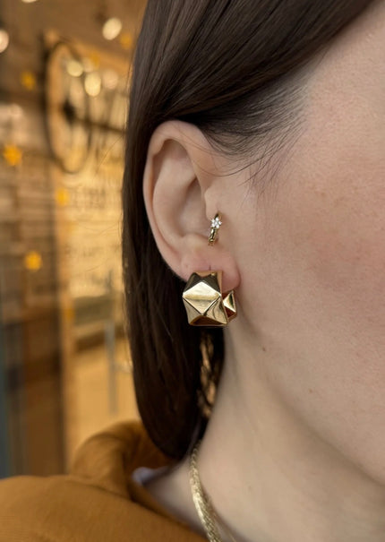 VIP Geometrik Model Kalın Yarım Halka Küpe