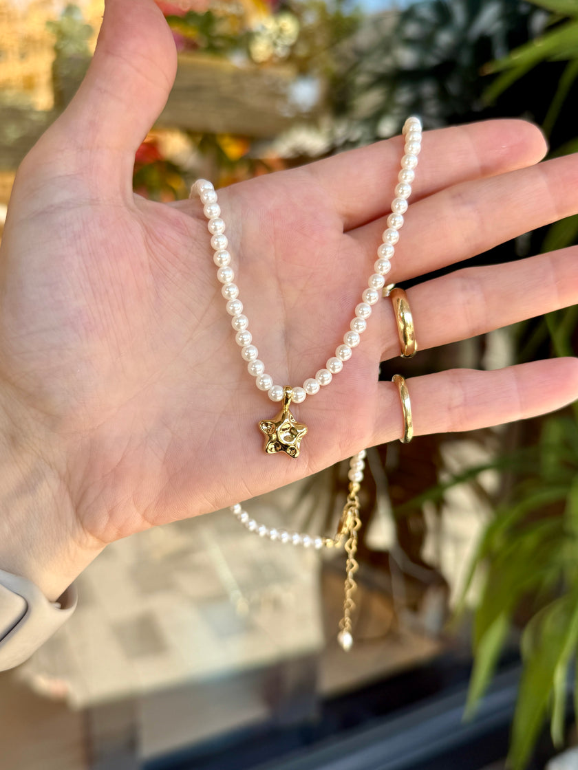 VIP Ezme Yıldız Uçlu İnci Boncuk Kolye