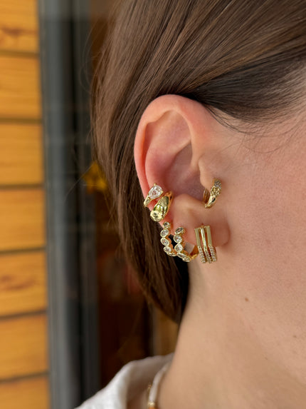 Damla Taşlı 2'li Görünüm Earcuff Kıkırdak Küpe 1 Adet