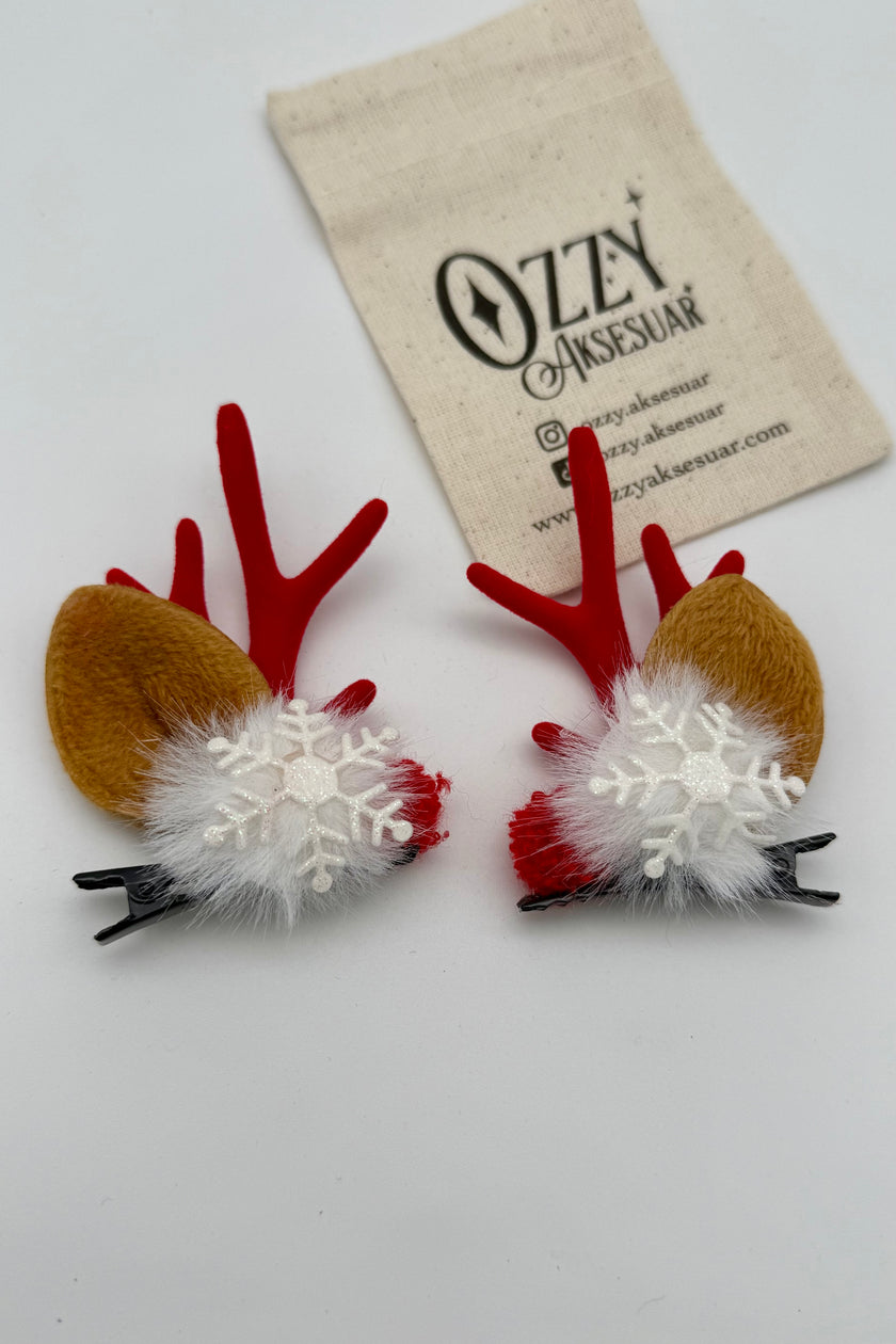 Yılbaşı Figürlü Çift Pens Toka Kar Tanesi Model