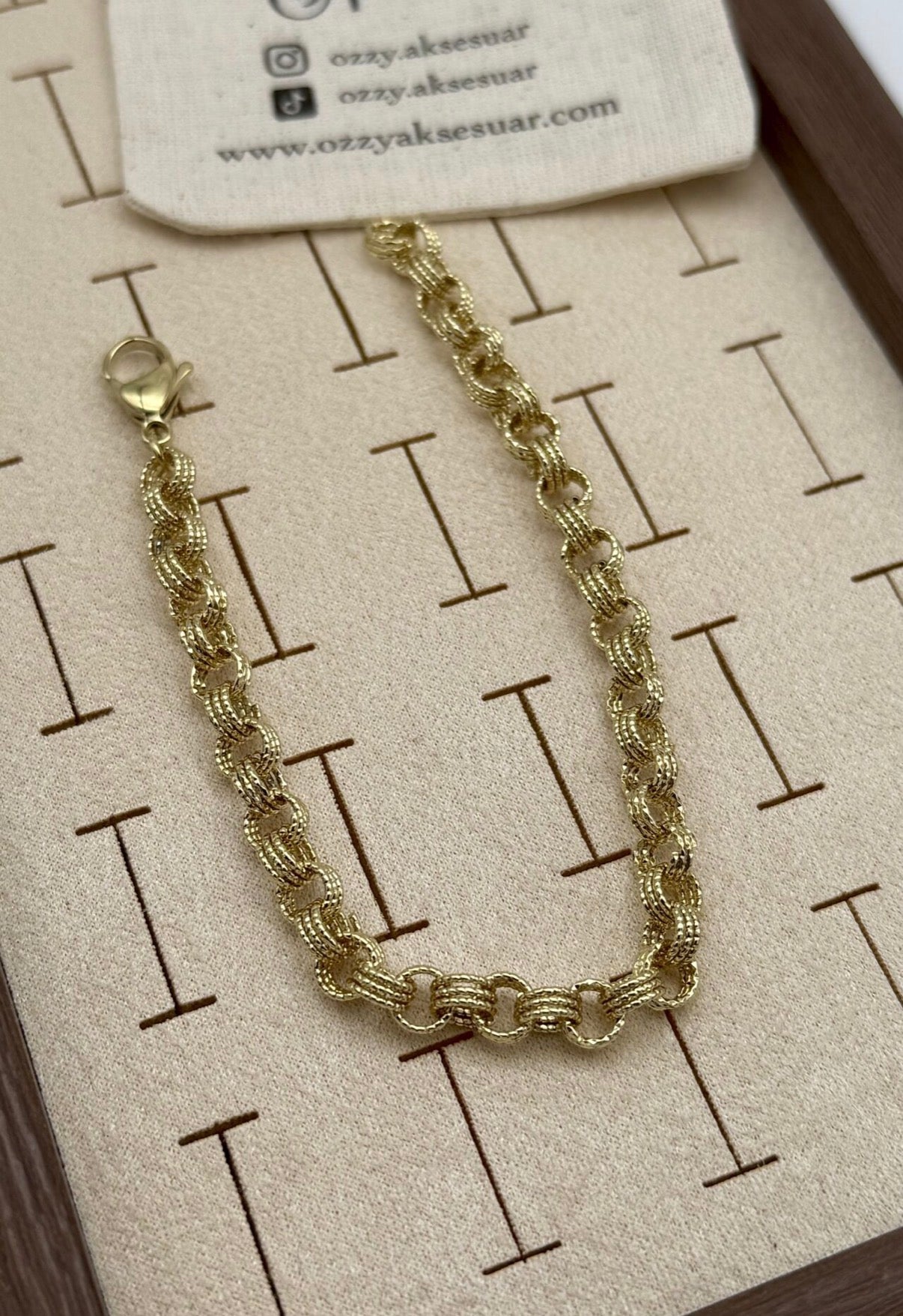 VIP Ezme 3 Halkalı Zincir Bileklik 20 cm 14K