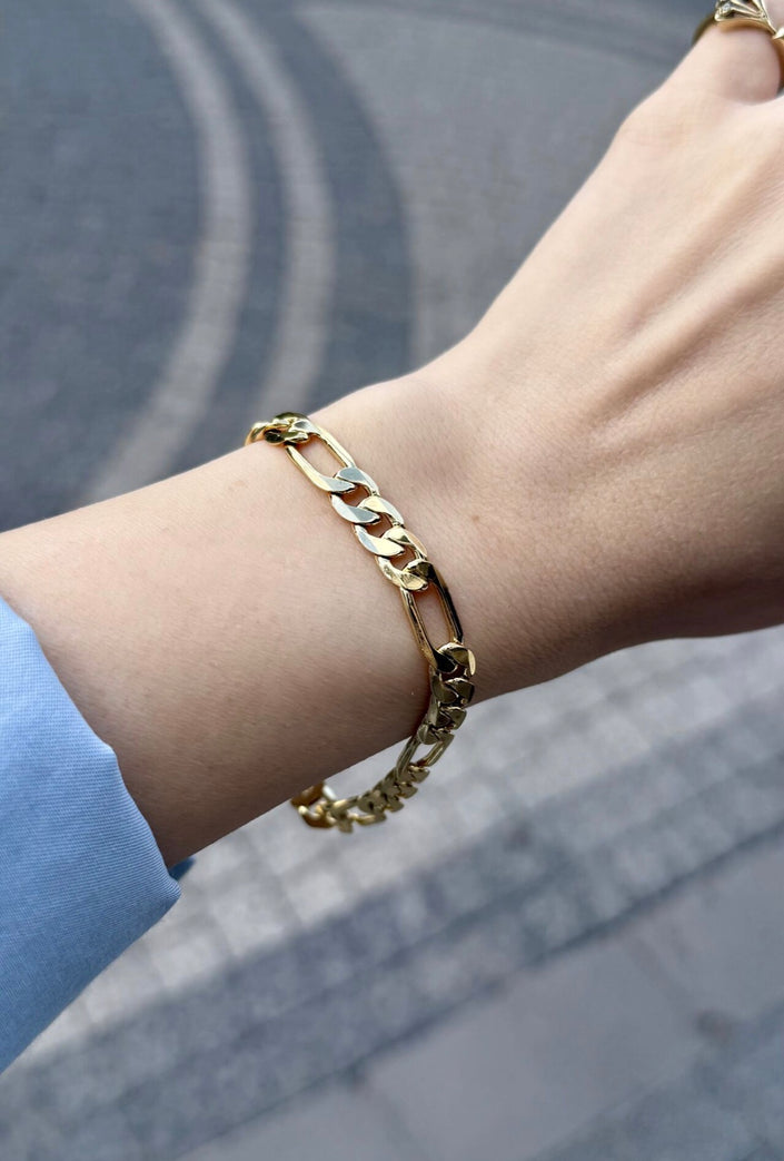 VIP Kalın Figaro Bileklik 20 cm 14K