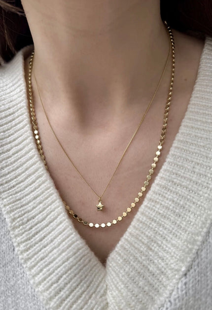 VIP Minimal Yıldız Uçlu Kolye 45cm 14K