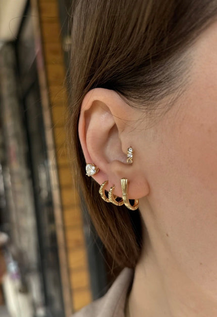 VIP Tomurcuklu Oval Halka Küpe 14K