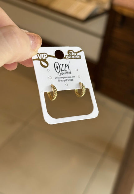 VIP Başak Model Küçük Halka Küpe 14K