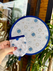 Çıtçıtlı Çantalı Katlanabilir Yuvarlak Yelpaze 20 cm Göz Desenli Model