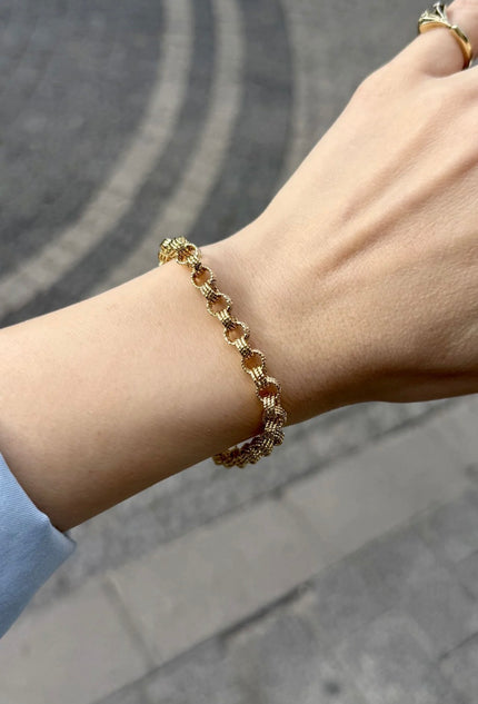 VIP Ezme 3 Halkalı Zincir Bileklik 20 cm 14K