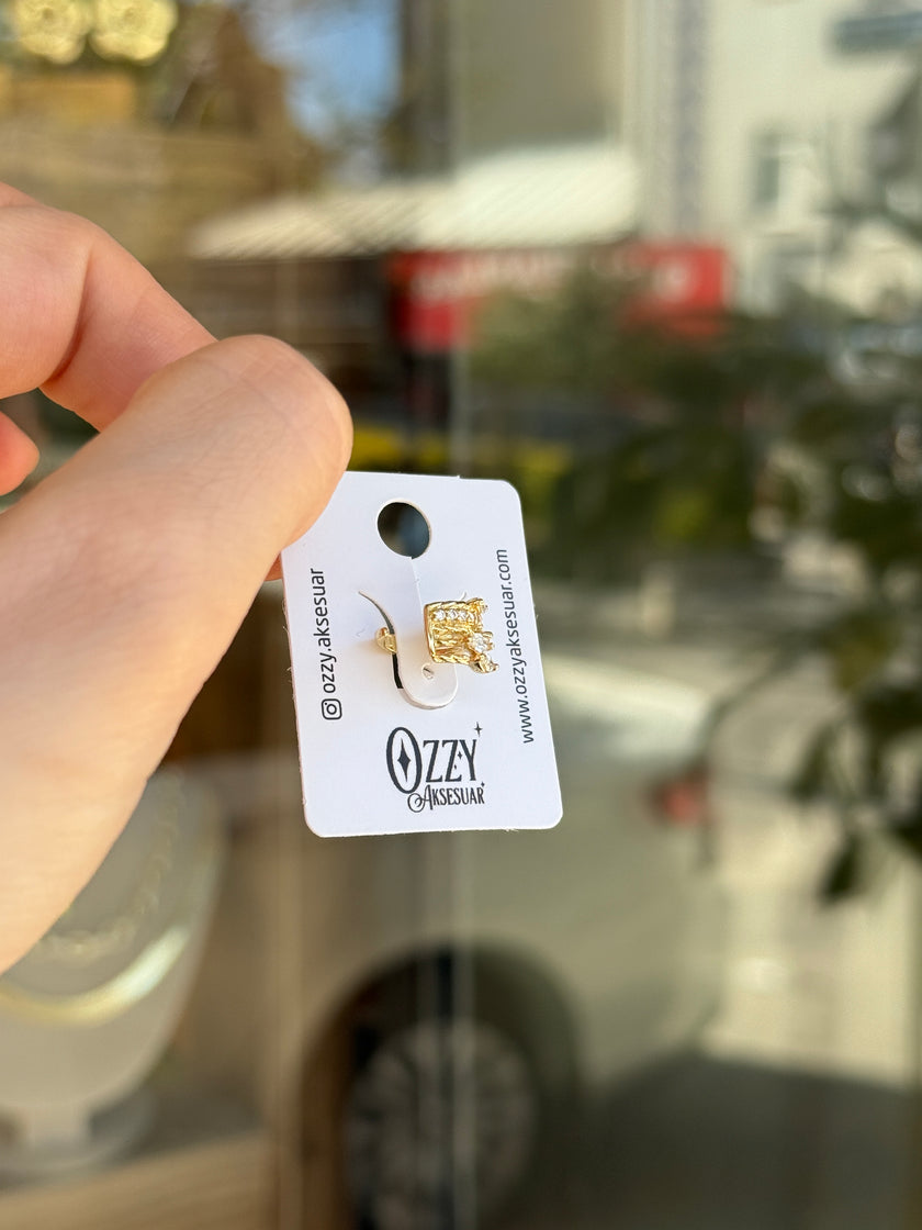 VIP Damla Taş İşlemeli Earcuff Kıkırdak Küpe