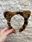 Peluş Leopar Desen Kulaklı Taç Toka