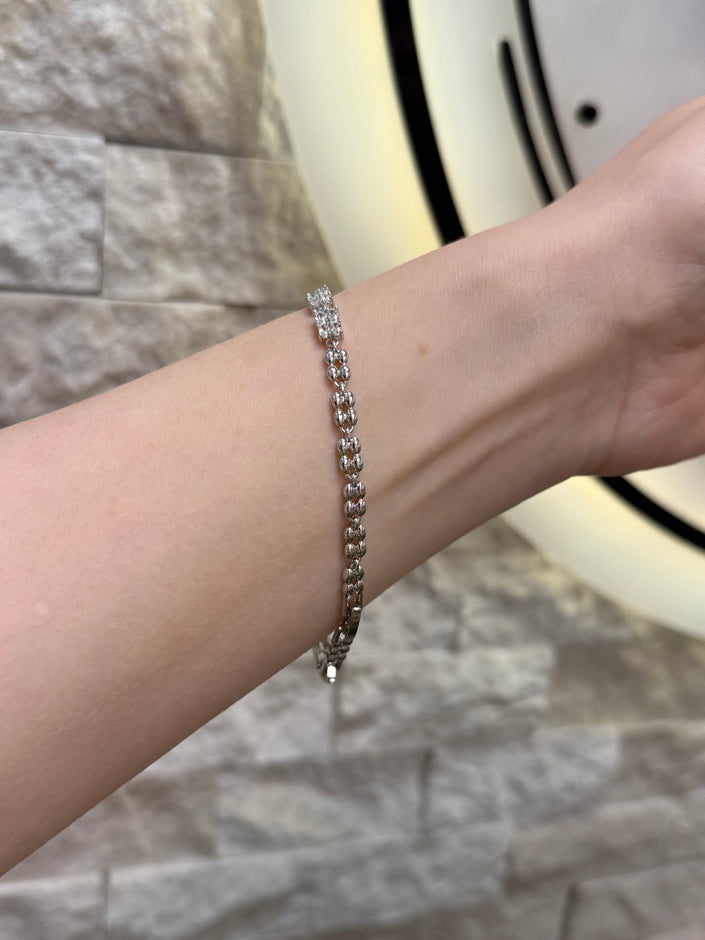 VIP 4 'lü Paket Taş İşlemeli Bileklik 17 + 2 cm Gümüş Renk