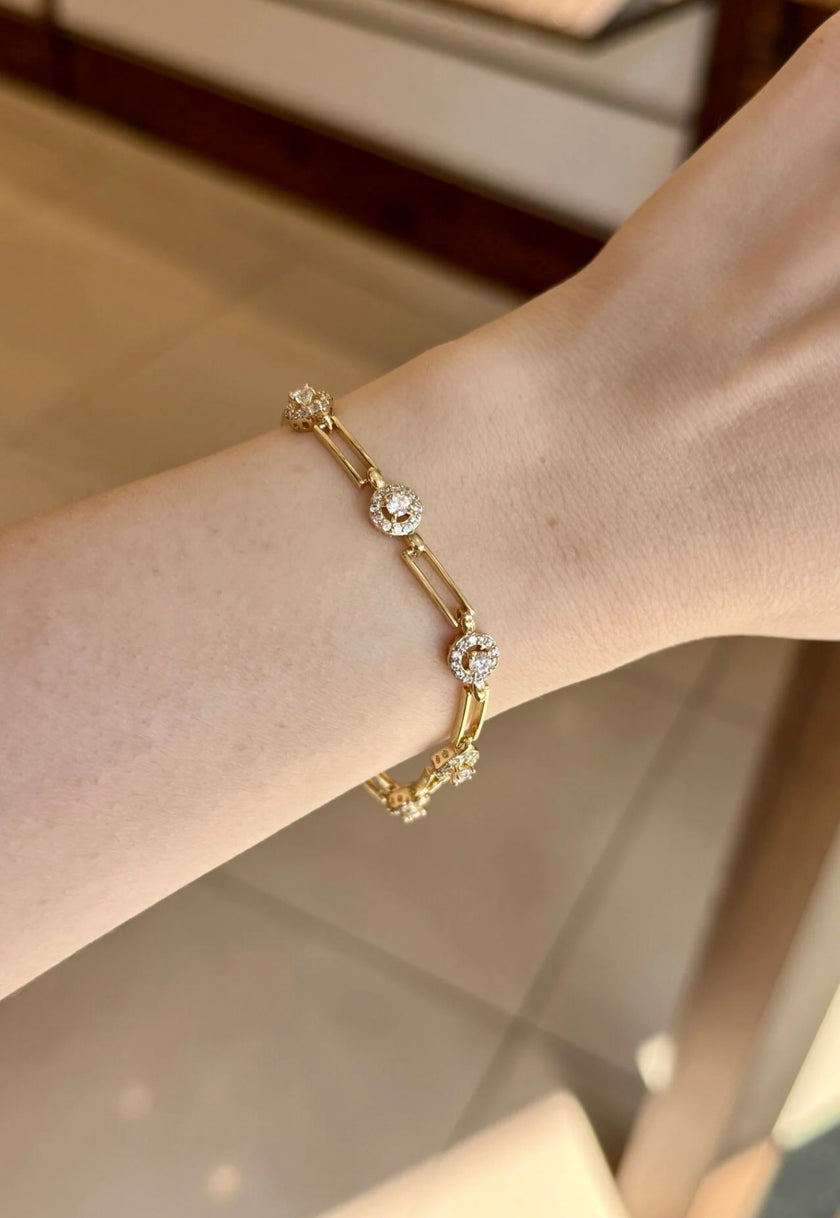 VIP Coronet Taş Sıralı Ataç Model Bileklik 19 cm 14K