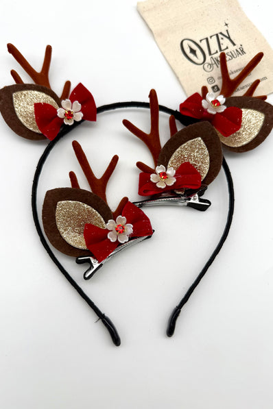 Yılbaşı Taç Toka Set Kırmızı Fiyonk Model