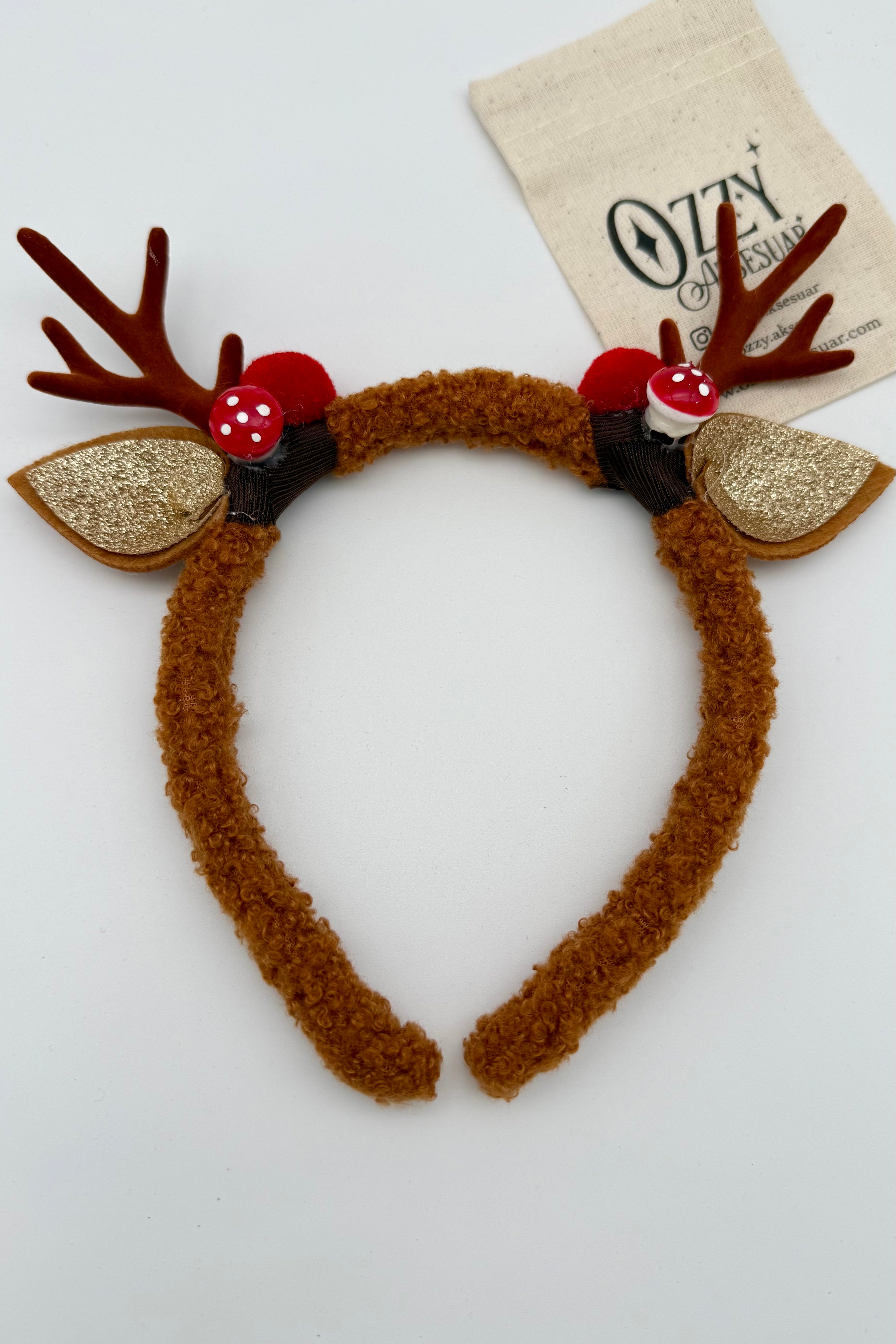 Yılbaşı Peluş Geyik Taç Kahve