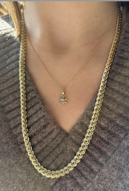 VIP Seri Gömme Taşlı Kar Tanesi Kolye 45 cm 22K