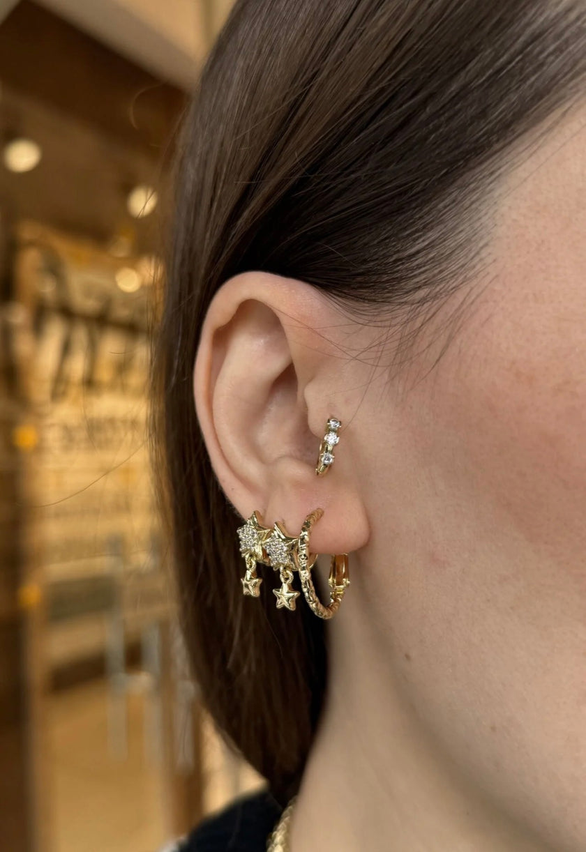 VIP Ezmeli Halka Küpe Küçük 14K