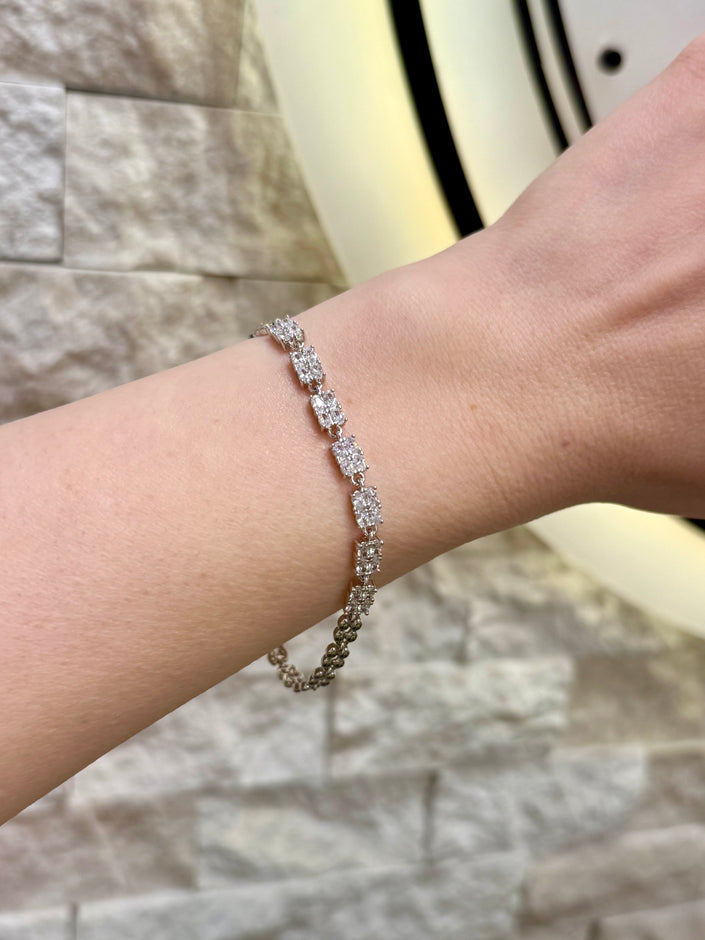 VIP 4 'lü Paket Taş İşlemeli Bileklik 17 + 2 cm Gümüş Renk