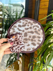 Çıtçıtlı Çantalı Katlanabilir Yuvarlak Yelpaze 20 cm Leopar Desenli