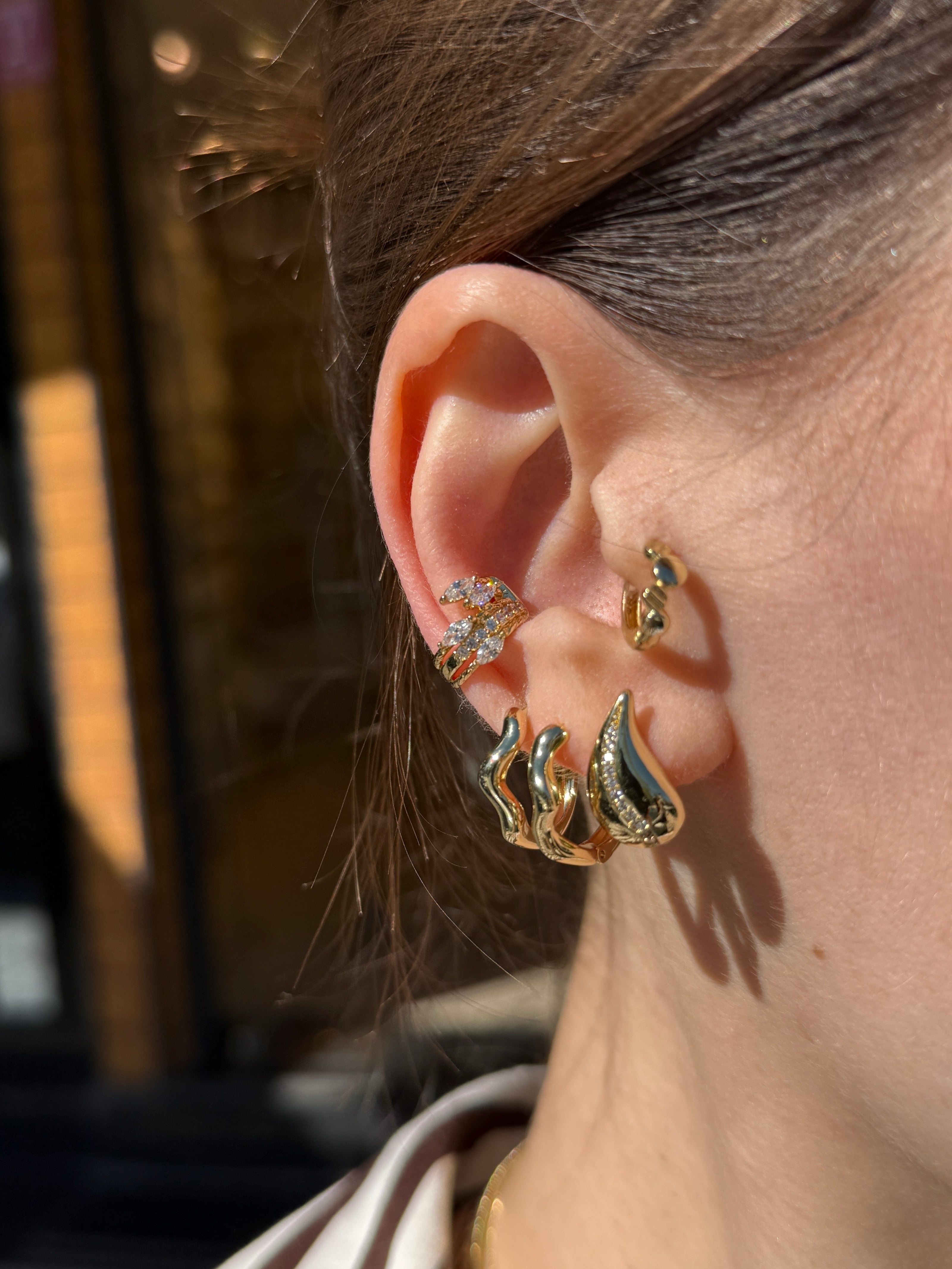 VIP Damla Taş İşlemeli Earcuff Kıkırdak Küpe