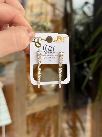 VIP Sallantılı Sıra Zirkon Şerit Küpe