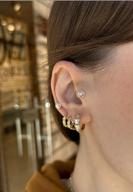 VIP Svrvski Taşlı Elmas Kesim Tek Taş Küpe 14K