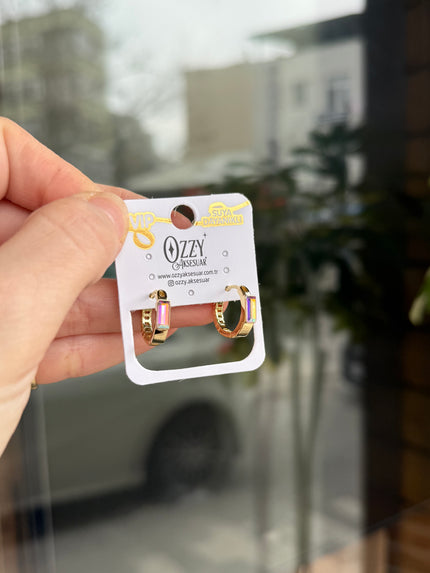 VIP Baget Opal Renk Zirkon Taşlı Halka Küpe
