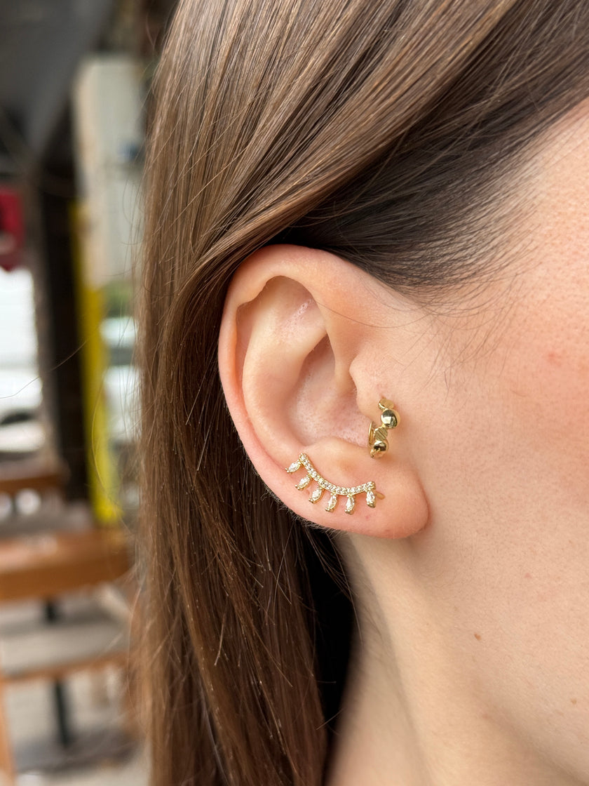VIP Damla Taşlı Yelpaze Küpe