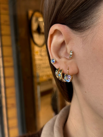 VIP Küp Opal Renk Kristal Zirkon Taş Çengelli Halka Küpe