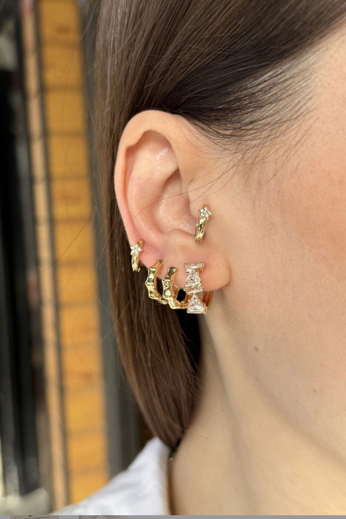 VIP Eklem Modelli Küçük Halka Küpe 14K