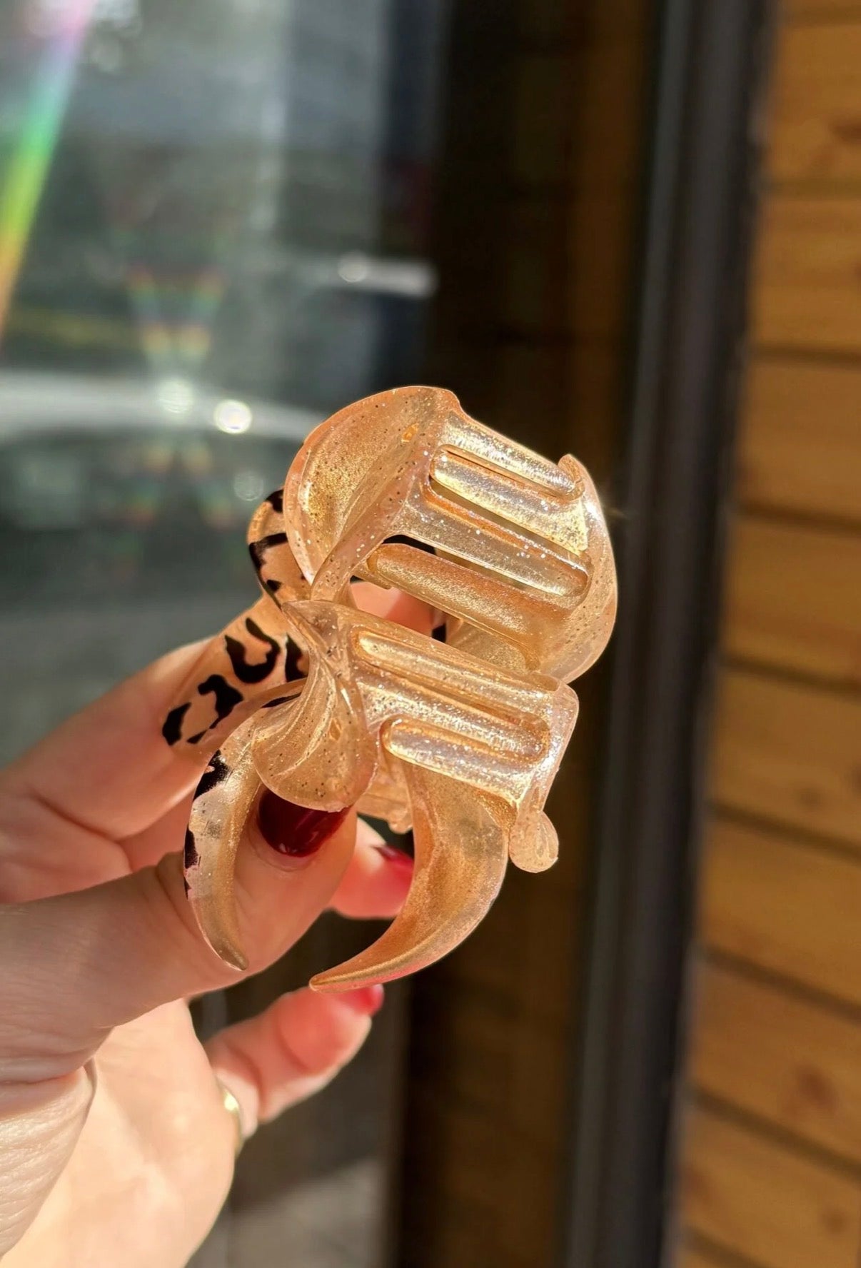 Yarım Leopar Desen Simli Lotus Mandal Toka