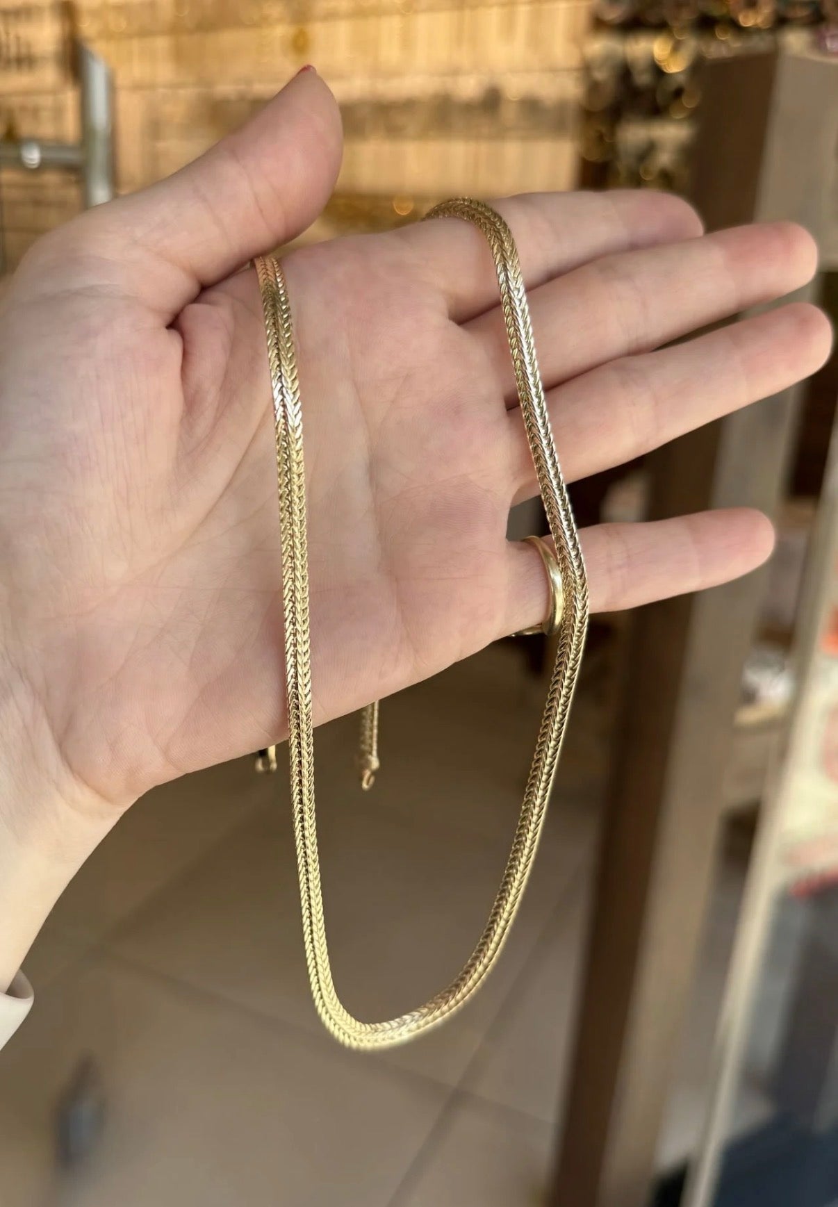 VIP Hasır Örgü Zincir Kolye 60 cm 14K