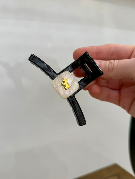 Agatha Model Köşeli Asetat Mandal Toka Küçük Boy Siyah