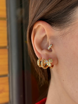 VIP Taşlı Fiyonk Model Halka Küpe