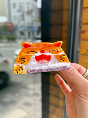 Sedefli Kedi Model Asetat Sağlam Mandal Toka