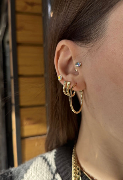 VIP Sade Halka Küpe 3 cm 14K