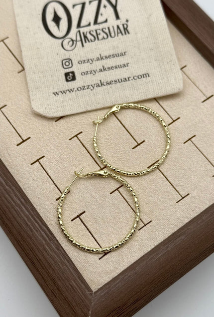 VIP Ezmeli Halka Küpe Büyük Boy 14K