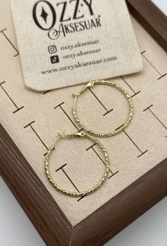 VIP Ezmeli Halka Küpe Büyük Boy 14K