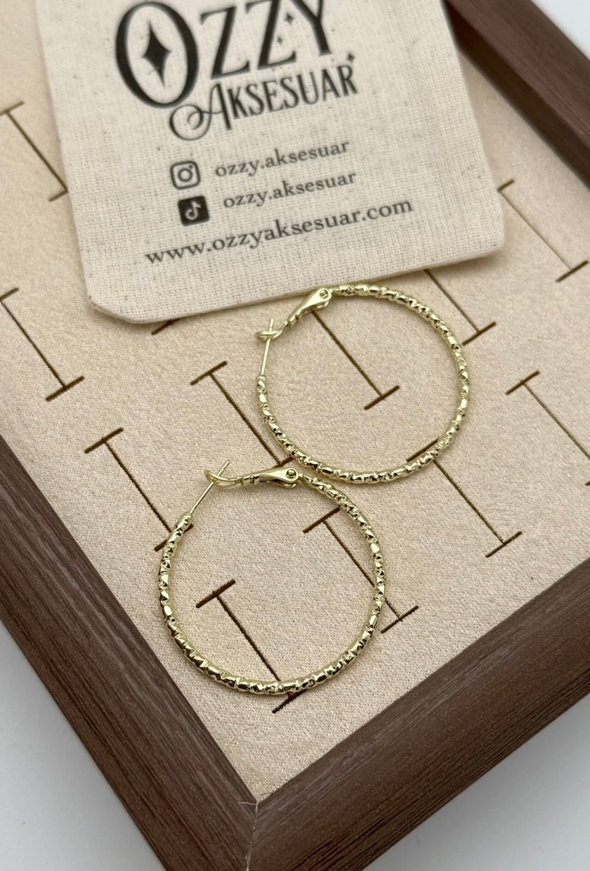 VIP Ezmeli Halka Küpe Büyük Boy 14K