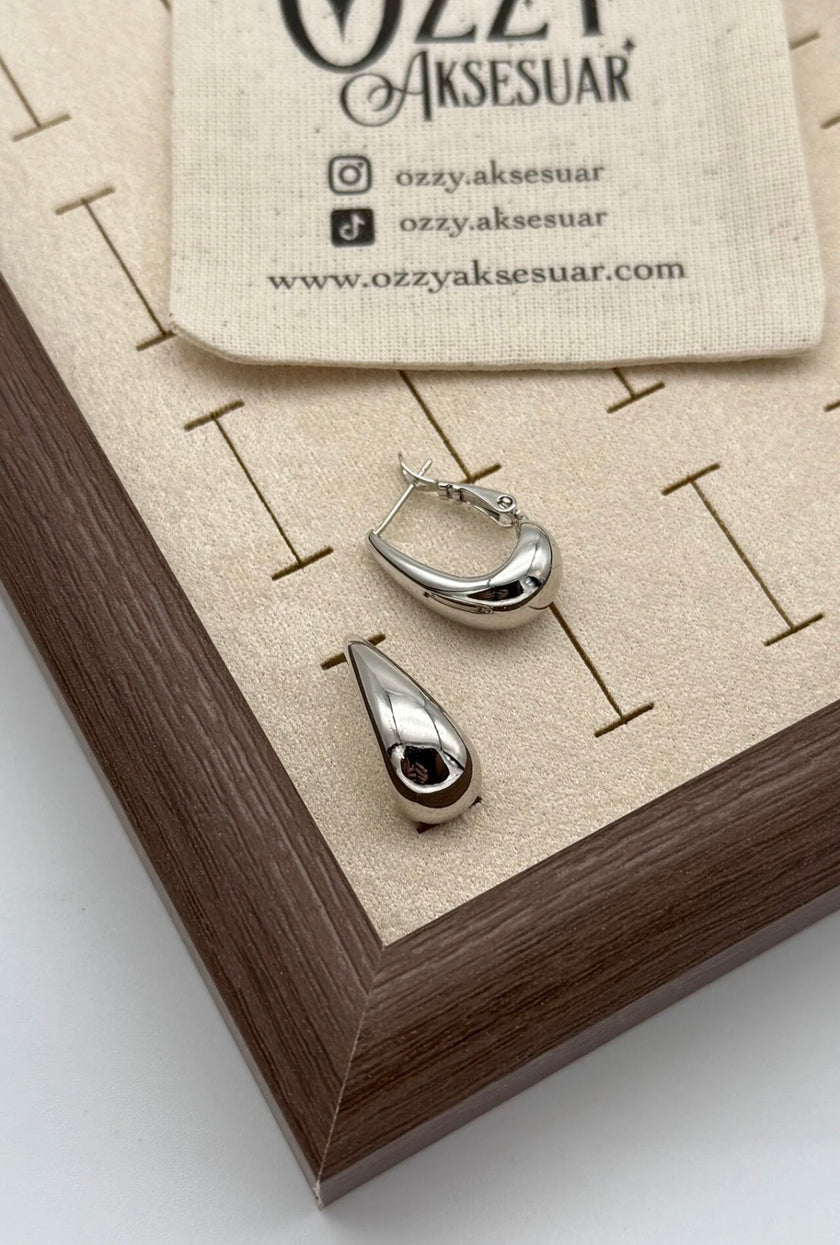 VIP Damla Model Halka Küpe Gümüş Renk