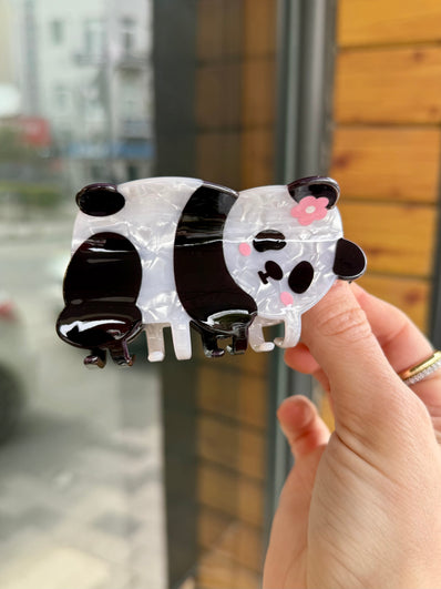 Sedefli Panda Model Asetat Sağlam Mandal Toka