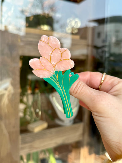 Metal Dişli Gül Model Asetat Mandal Toka