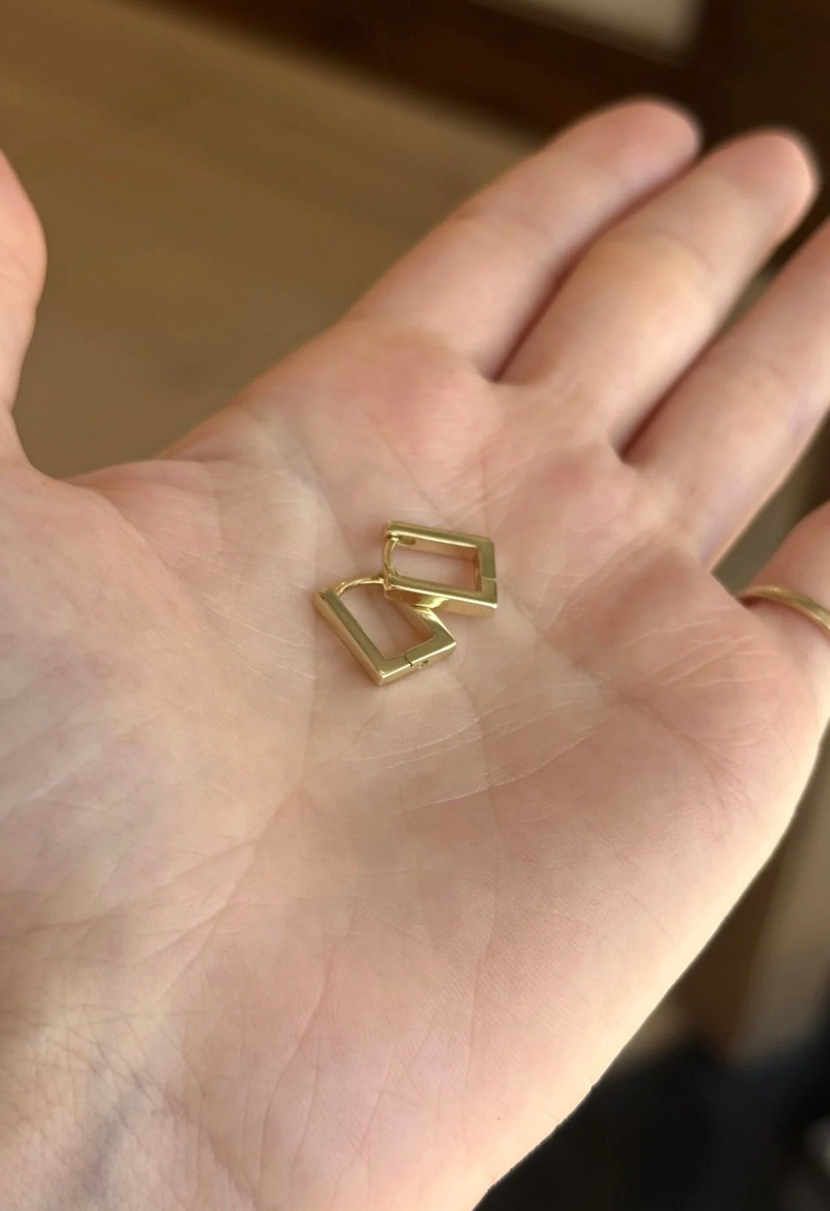 VIP Dikdörtgen Halka Küpe 14K