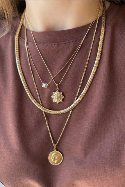 VIP Hasır Örgü Yassı Kolye 50 cm 14K