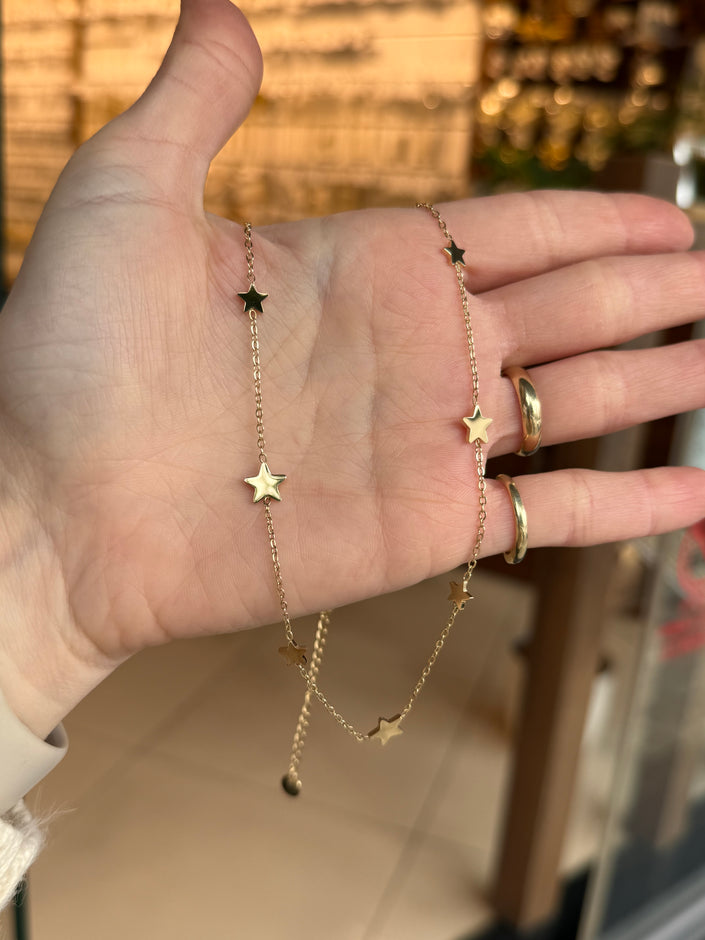 Sıra Yıldızlı Çelik Kolye