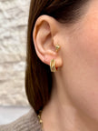 VIP Yarım Taşlı 3 Şerit Halka Küpe