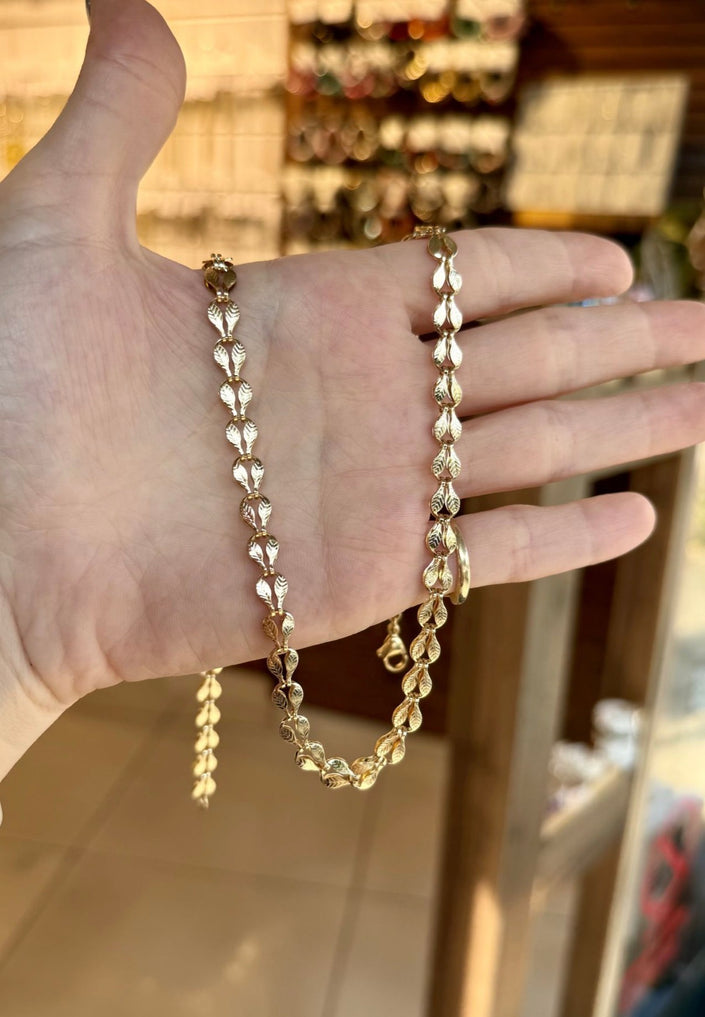 VIP Sıra Yaprak Zincir Kolye 50 cm 14K
